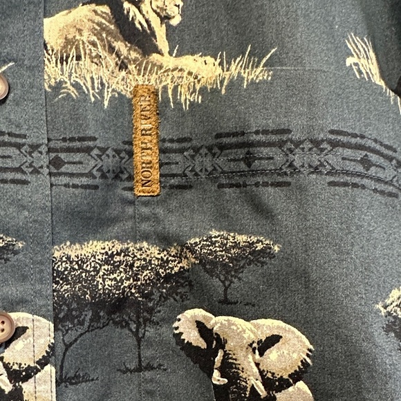 NWT Vintage North River Crossings Safari Print Flannel Shirt Elephants Lions L - Picture 3 of 5